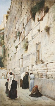 Gustav Bauernfeind Painting - WESTERN WALL JERUSALEM watercolor Gustav Bauernfeind Orientalist